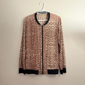 Road Runner Nylon & Spandex Leopard Print Bomber Jacket